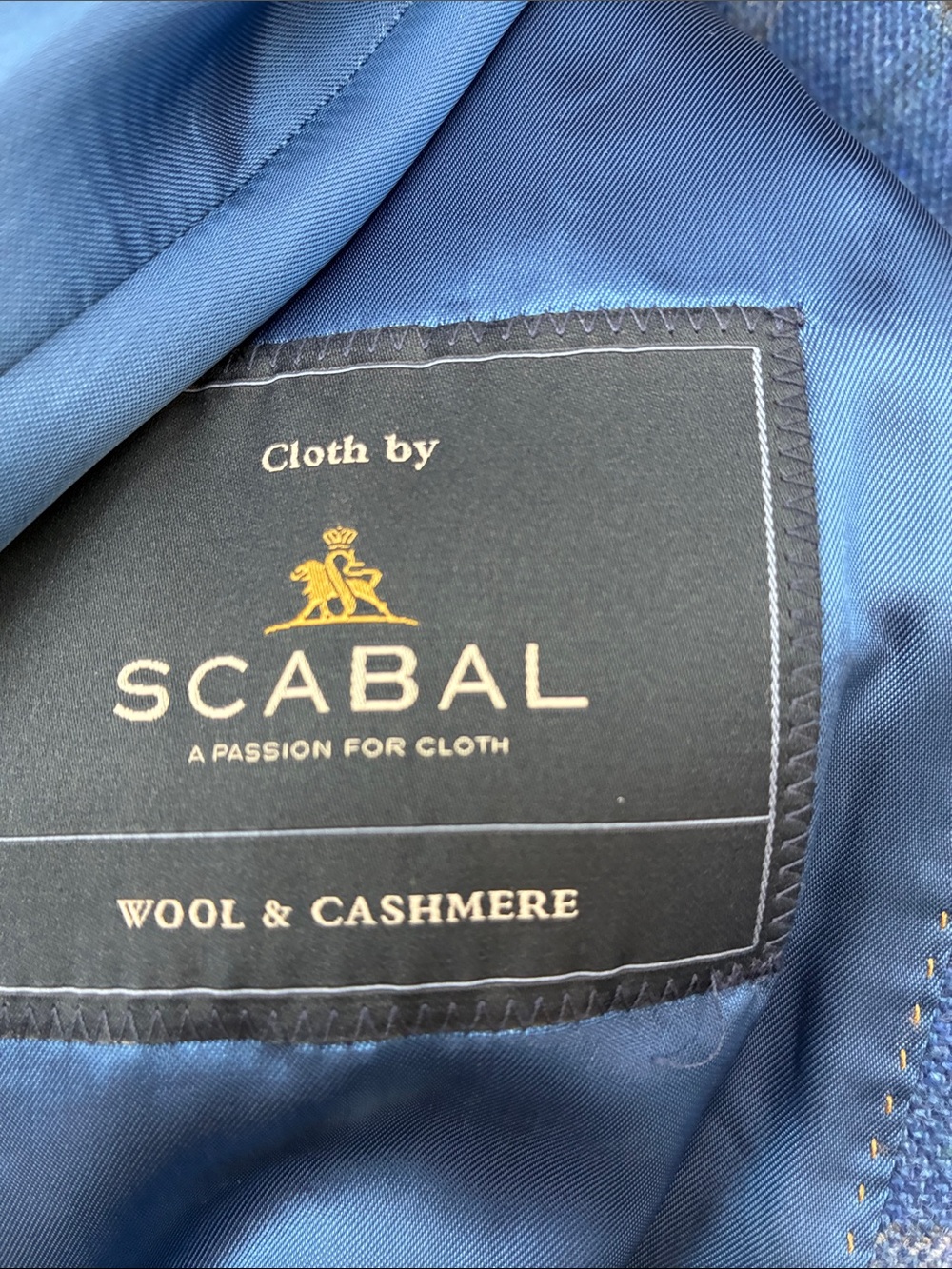 Men's Blue Windowpane Sport Coat - Classic Tailored Blazer - Picture 6 of 9